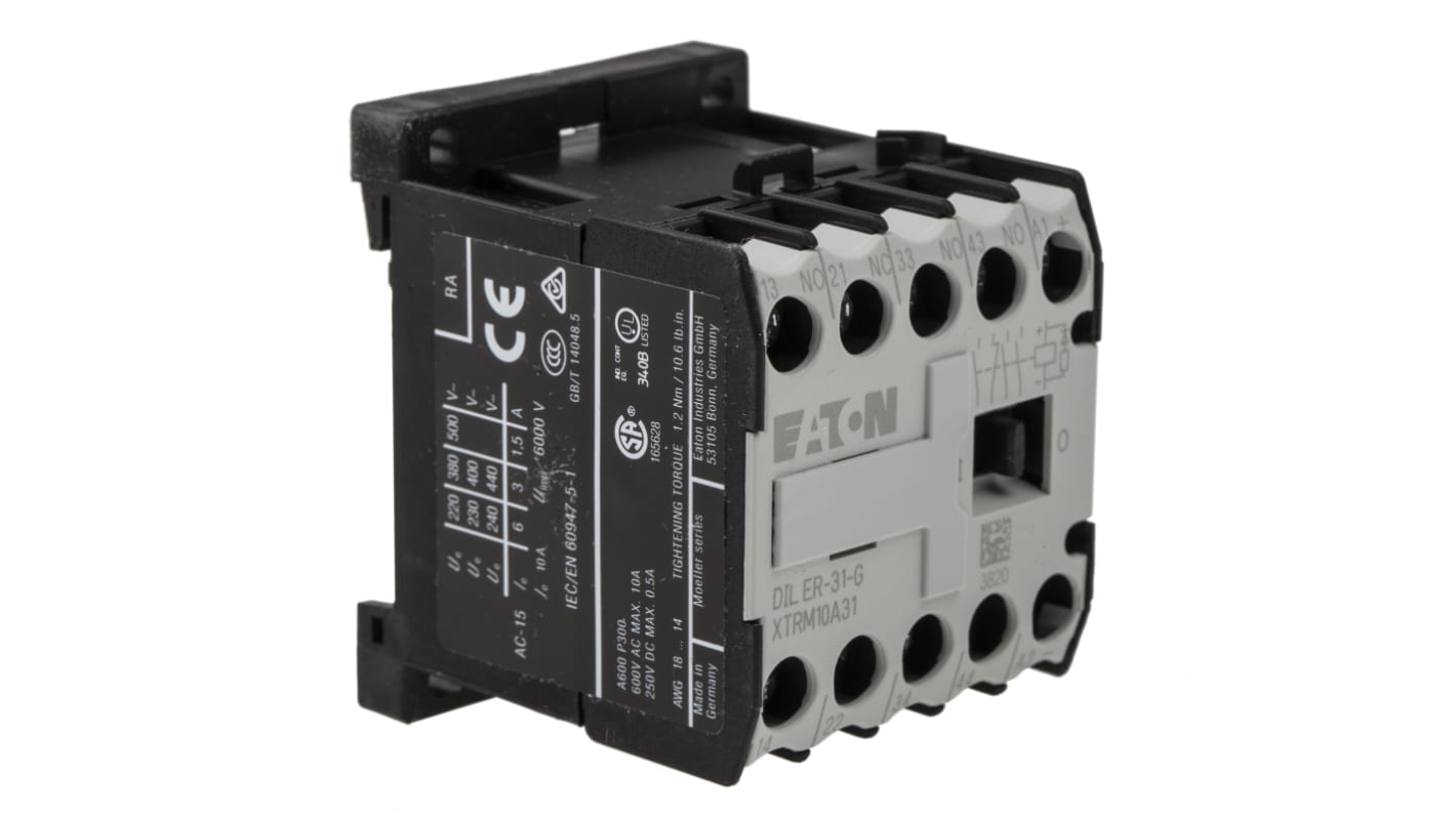 Eaton xStart Contactor, 24 V dc Coil, 4-Pole, 3 A, 3NO + 1NC, 400 V ac