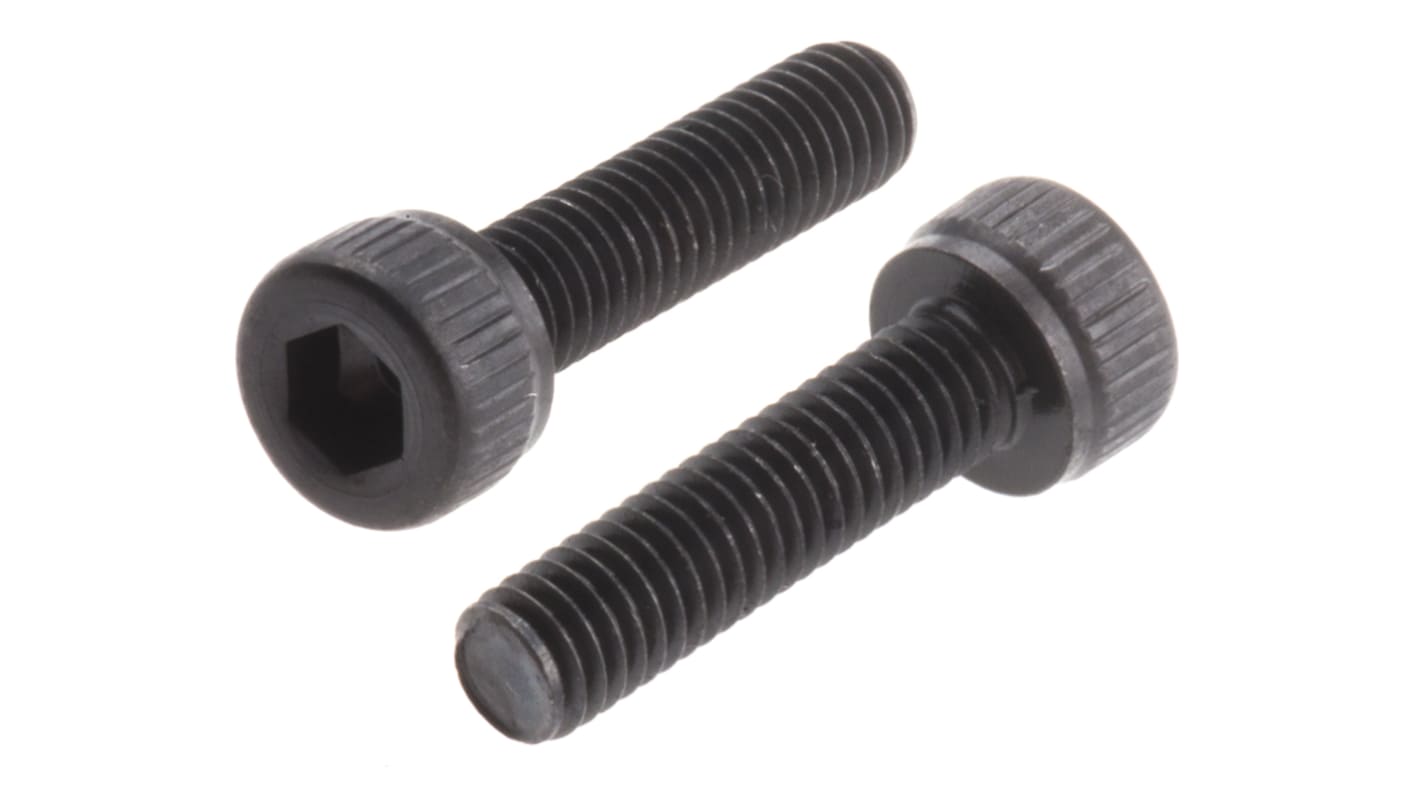 RS PRO M3 x 12mm Hex Socket Cap Screw Black, Self-Colour Steel