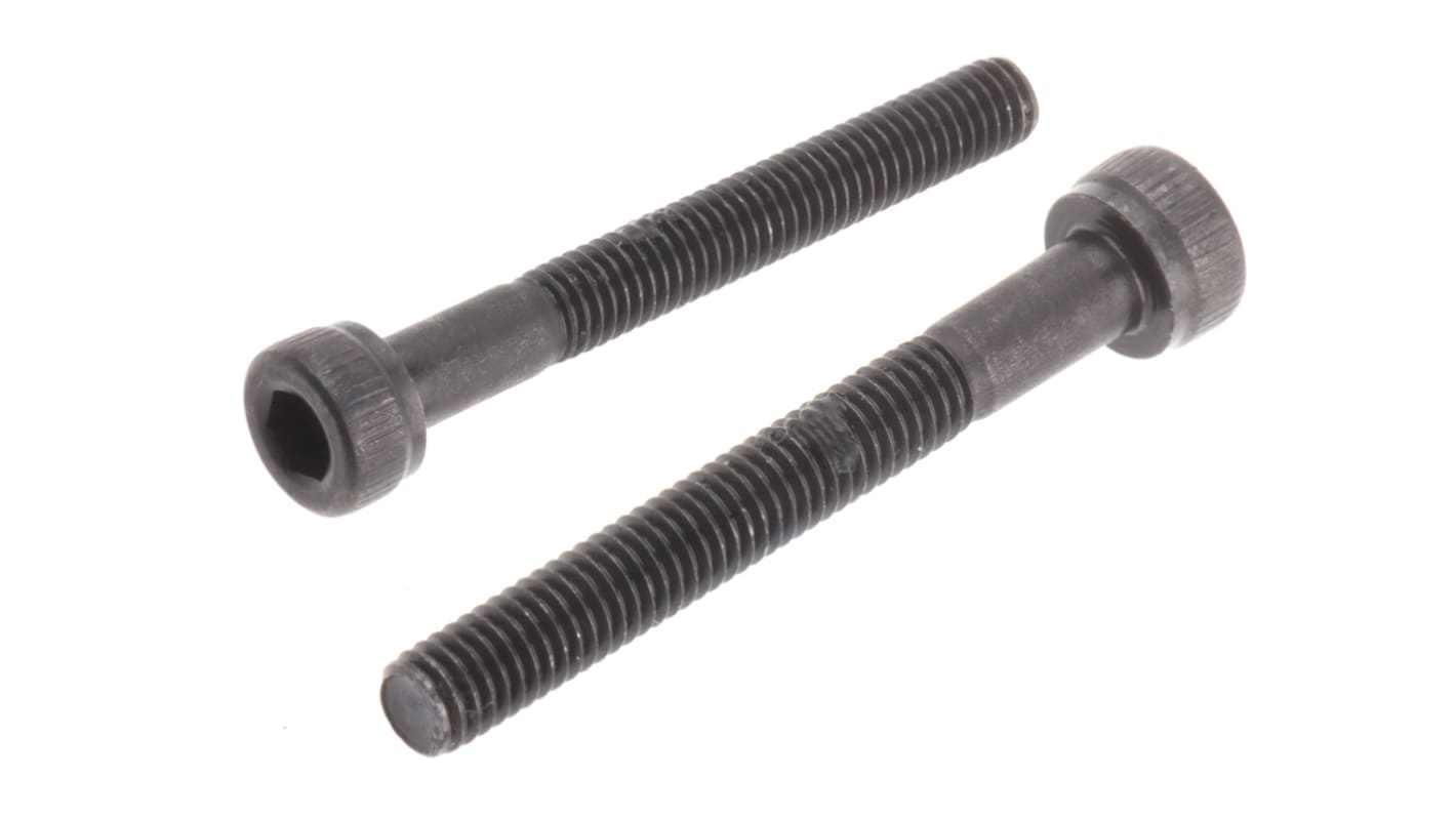 RS PRO M3 x 25mm Hex Socket Cap Screw Black, Self-Colour Steel