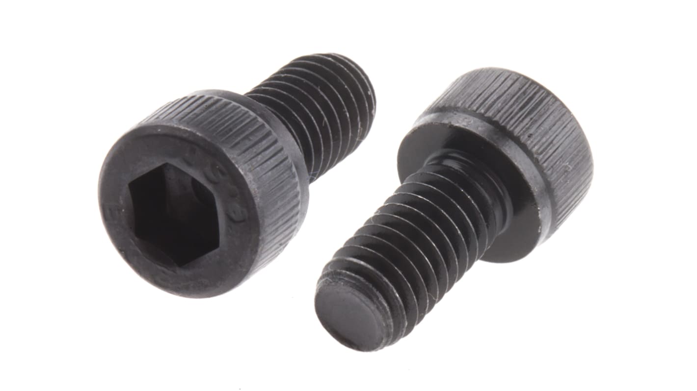 RS PRO M6 x 12mm Hex Socket Cap Screw Black, Self-Colour Steel