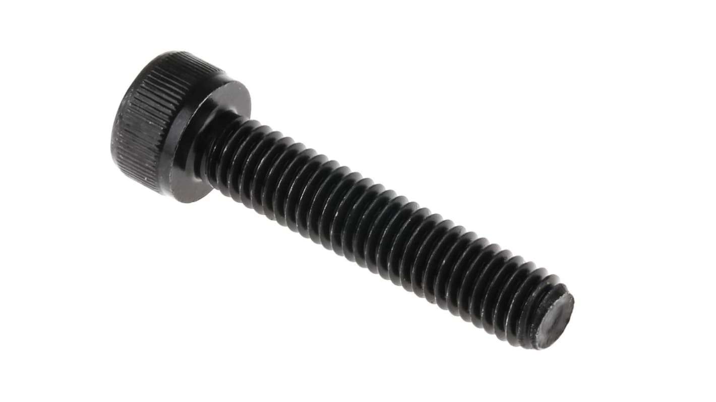 RS PRO M6 x 30mm Hex Socket Cap Screw Black, Self-Colour Steel