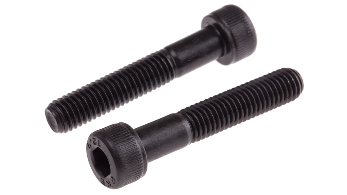 RS PRO M8 x 45mm Hex Socket Cap Screw Black, Self-Colour Steel