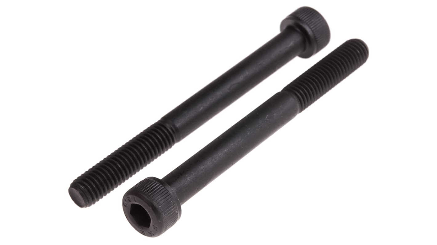 RS PRO M8 x 80mm Hex Socket Cap Screw Black, Self-Colour Steel