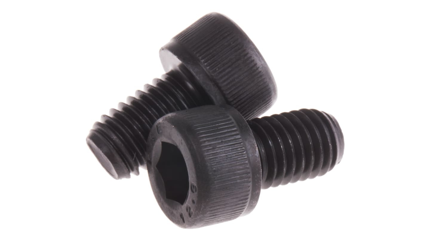 RS PRO M10 x 16mm Hex Socket Cap Screw Black, Self-Colour Steel