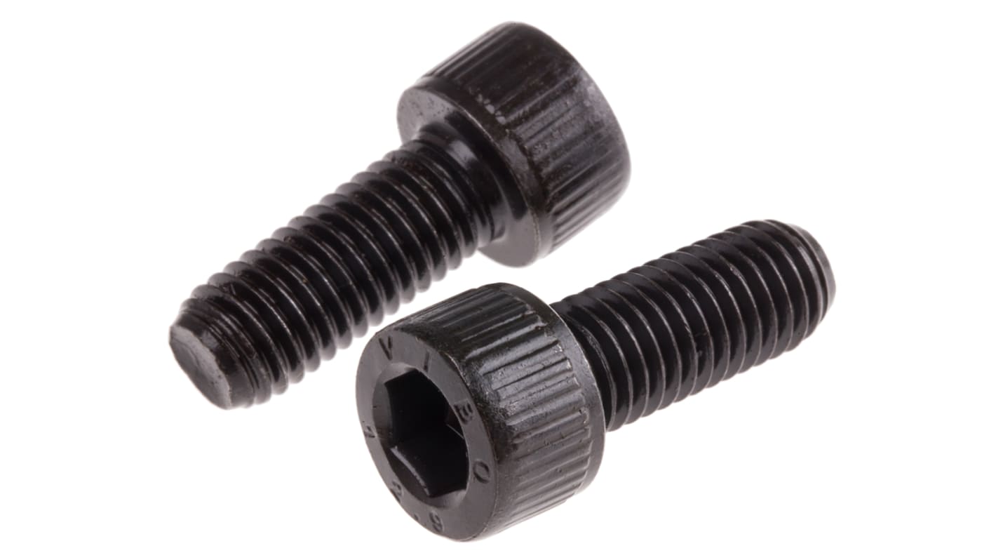 RS PRO M10 x 25mm Hex Socket Cap Screw Black, Self-Colour Steel