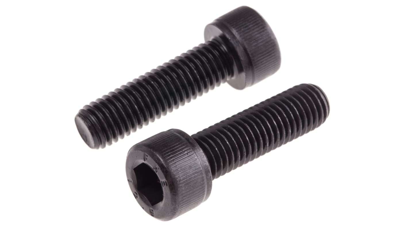 RS PRO M10 x 35mm Hex Socket Cap Screw Black, Self-Colour Steel
