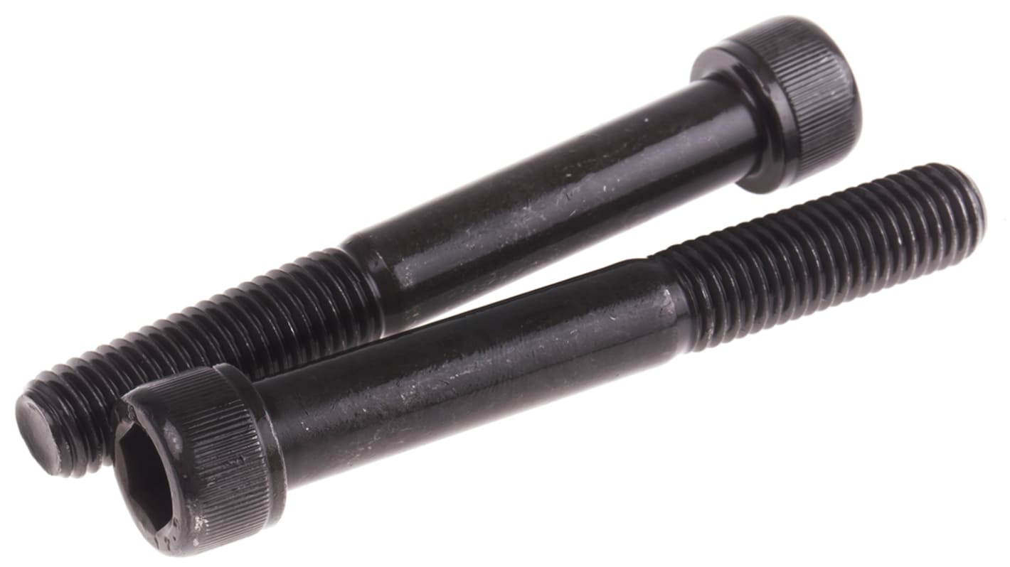 RS PRO M12 x 90mm Hex Socket Cap Screw Black, Self-Colour Steel