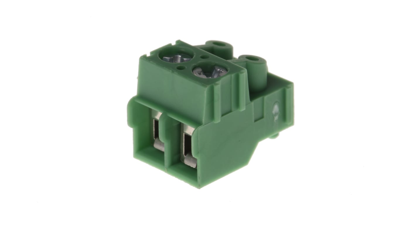 Borne enchufable para PCB Phoenix Contact, paso 5mm, 15A, de color Verde, montaje Montaje en orificio pasante,