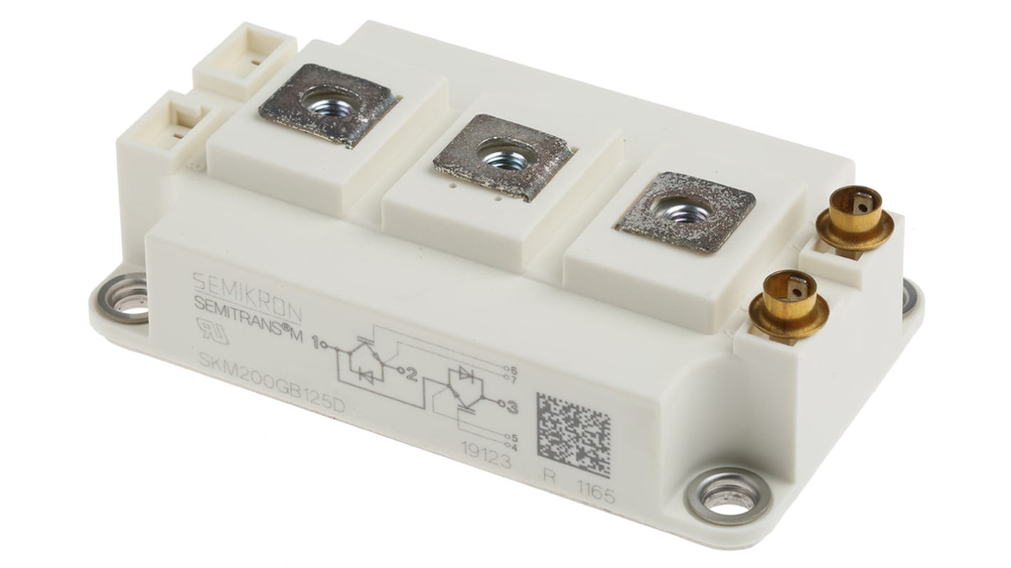 Semikron Danfoss 1200 V 200 A IGBT模块, 双半桥, 3引脚, 面板, N通道