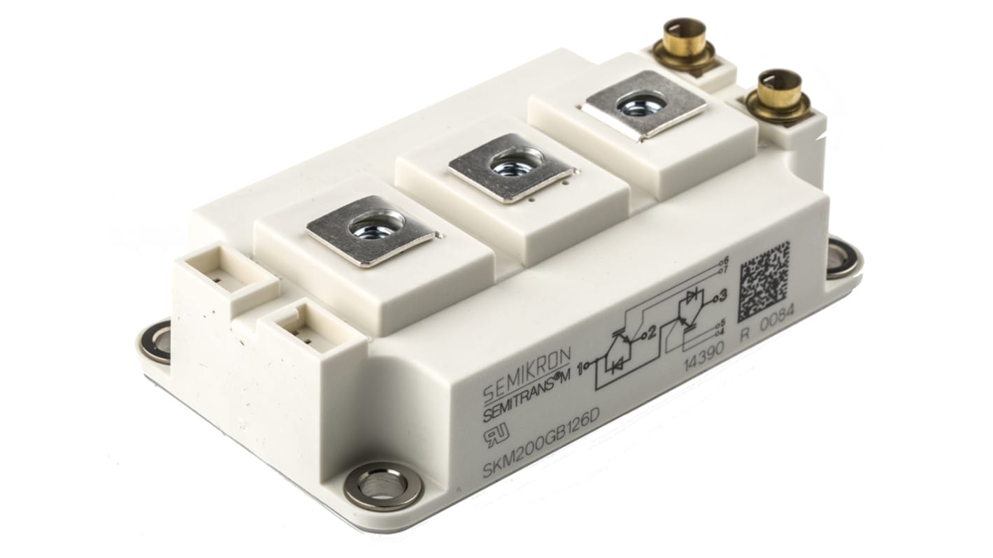 Semikron Danfoss N沟道IGBT模块串行晶体管, Ic 260 A, VCEO 1200 V, 7针, SEMITRANS3, 面板安装