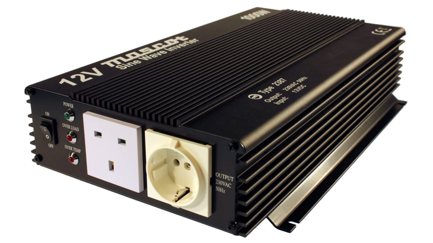 Mascot Pure Sine Wave 1000W Power Inverter, 10 → 15V dc Input, 230V ac Output
