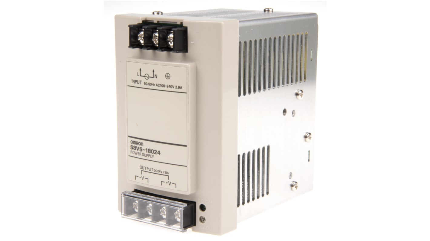 Omron S8VS DIN Rail Power Supply, 100 → 240V ac ac Input, 24V dc dc Output, 7.5A Output, 180W