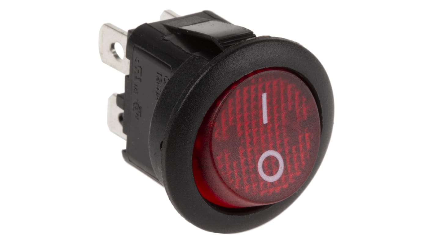 APEM Illuminated DPST, On-Off Rocker Switch Panel Mount