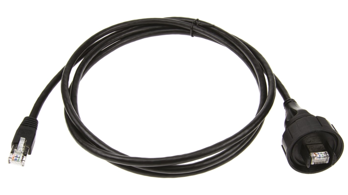Bulgin, 2m Cat5e, Black RJ45 to Male RJ45 Male, S/FTP Shielded, Terminated PUR Sheath