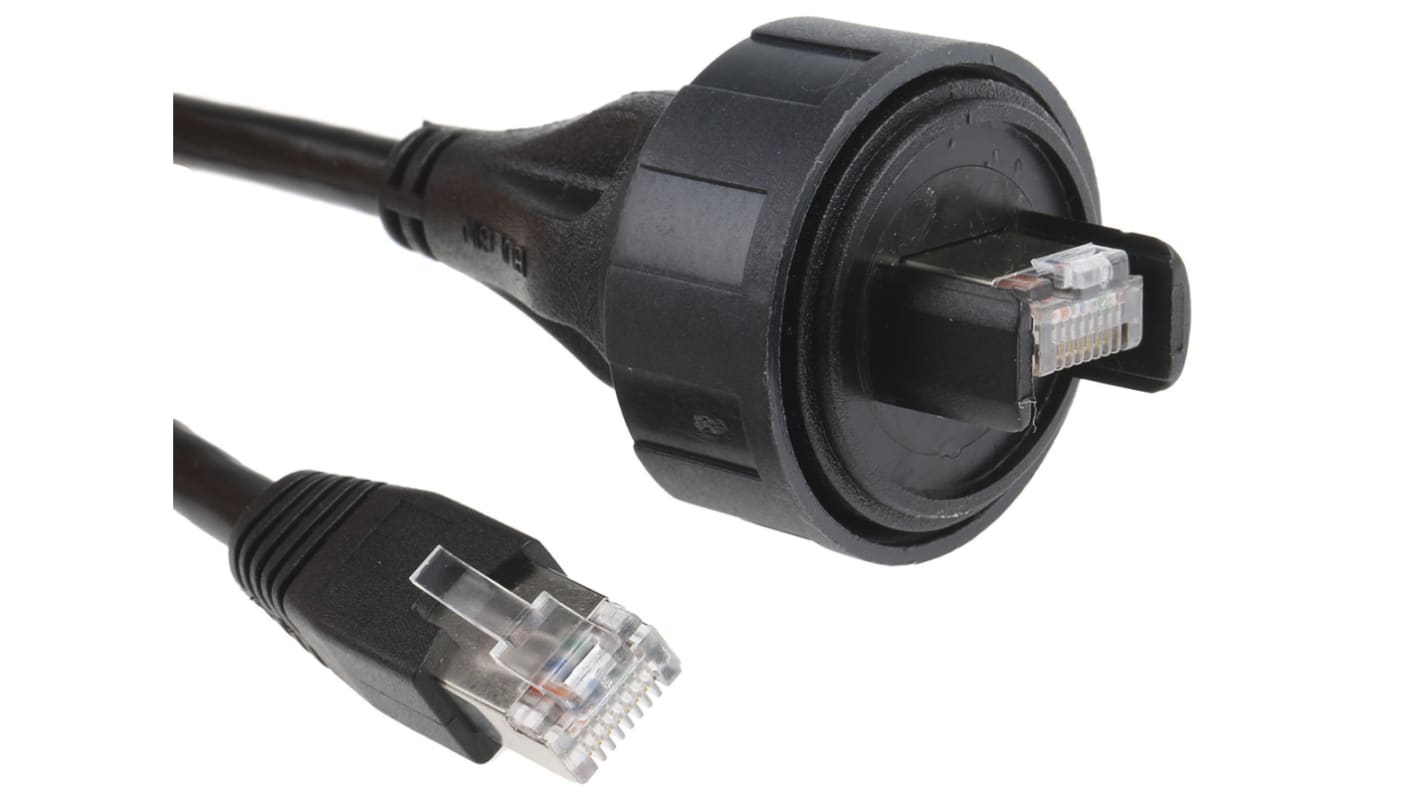 Bulgin Cat5e Straight Male RJ45 to Straight Male RJ45 Ethernet Cable, S/FTP, Black PUR Sheath, 3m