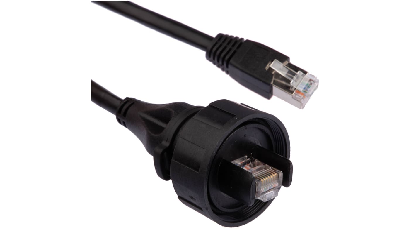 Cable Ethernet Cat5e S/FTP Bulgin de color Negro, long. 5m, funda de Poliuretano (PUR)