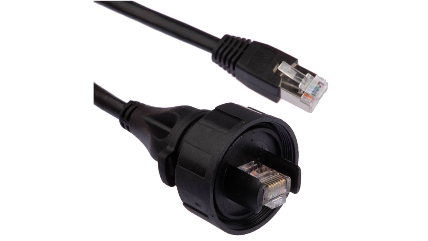 Cavo Ethernet Cat5e (S/FTP) Bulgin, guaina in PUR col. Nero, L. 5m, Con terminazione