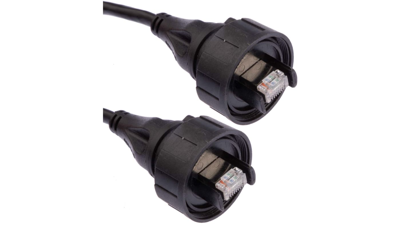 Cable Ethernet Cat5e S/FTP Bulgin de color Negro, long. 2m, funda de Poliuretano (PUR)