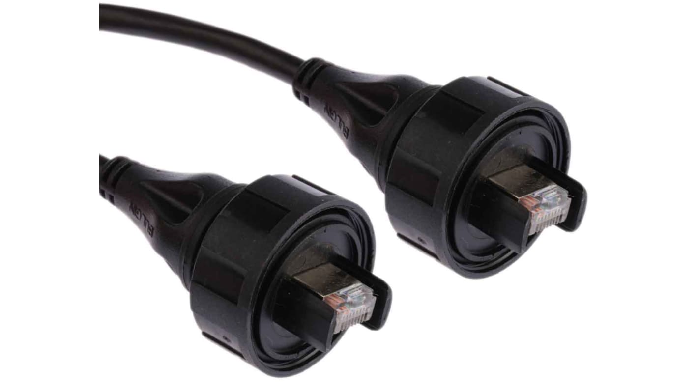 Cable Ethernet Cat5e S/FTP Bulgin de color Negro, long. 3m, funda de Poliuretano (PUR)