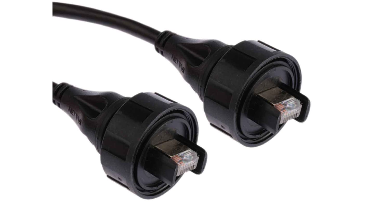 Bulgin Cat5e Straight Male RJ45 to Straight Male RJ45 Ethernet Cable, S/FTP, Black PUR Sheath, 3m