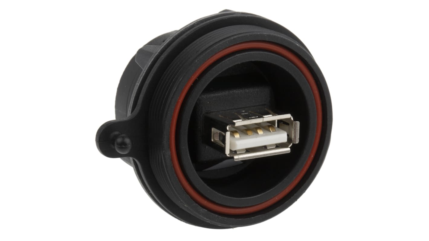 Bulgin Straight, Panel Mount, Socket Type A 2.0 IP68 USB Connector