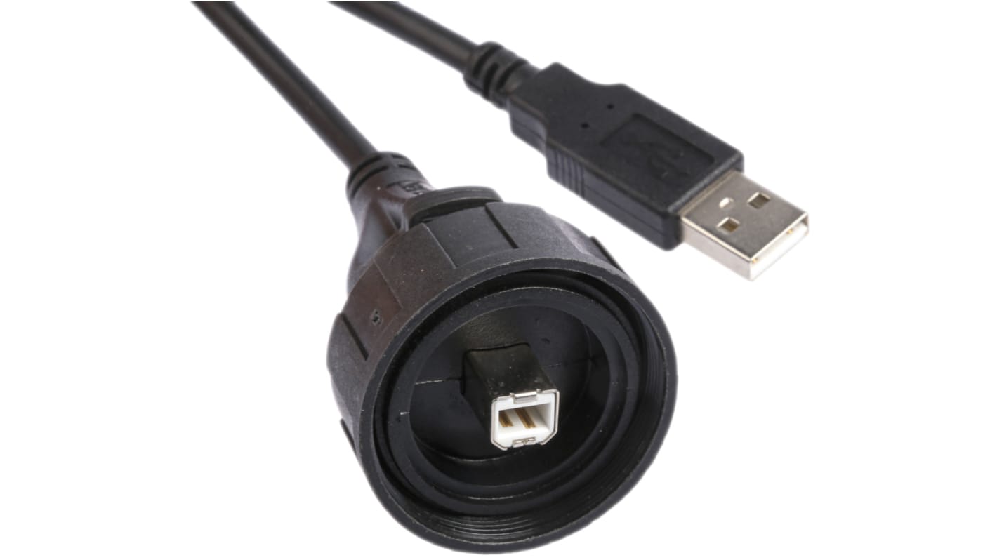 Bulgin USB-Kabel, 2m USB 2.0 Schwarz