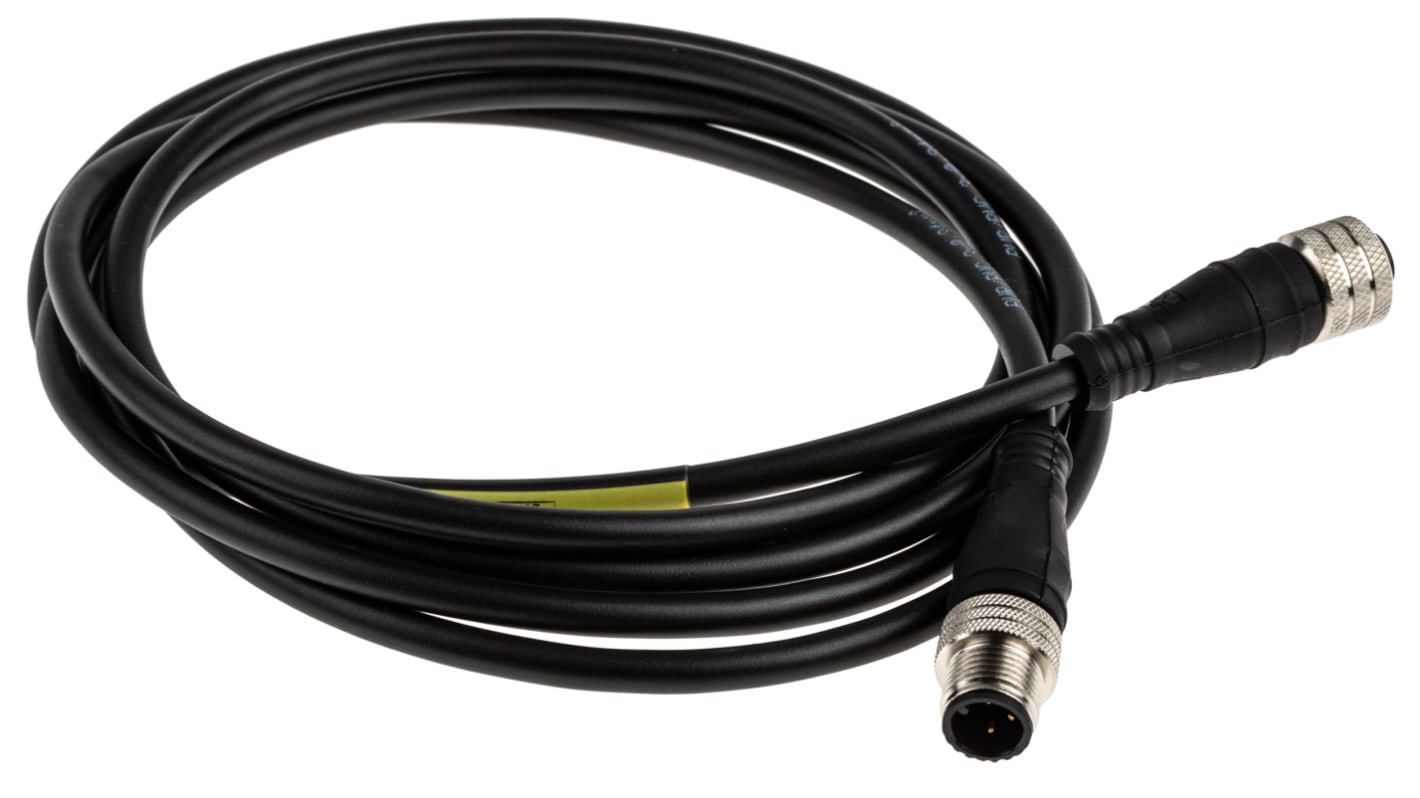 Cable de conexión Brad from Molex, con. A M12 Hembra, 5 polos, con. B M12 Macho, 3 polos, cod.: A, long. 2m