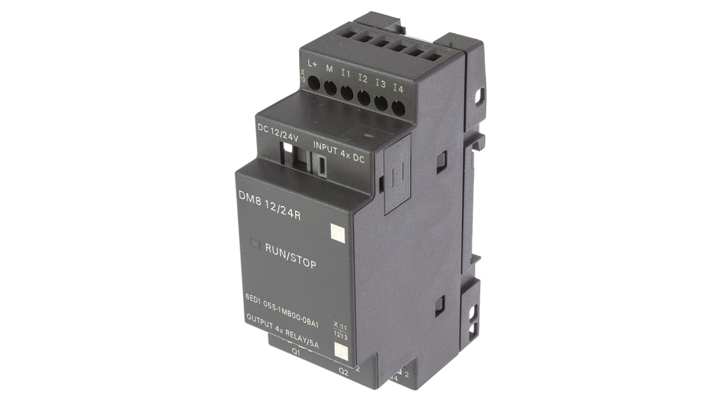 Siemens LOGO! 8 Expansion Module, 12 → 24 V dc Relay, 4 x Input, 4 x Output Without Display