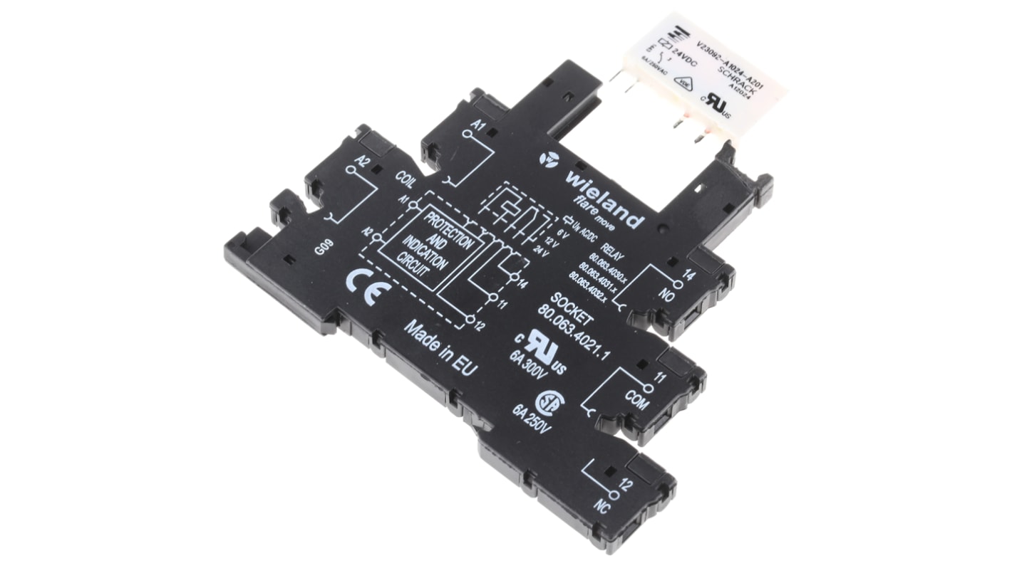 Wieland flare Series Interface Relay, DIN Rail Mount, 24V ac/dc Coil, SPDT, 1-Pole