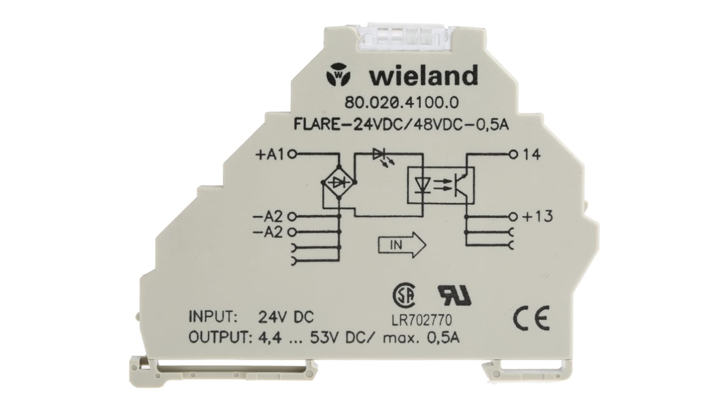 Wieland flare Series Solid State Relay, 0.5 A Load, DIN Rail Mount, 53 V Load, 53 V Control