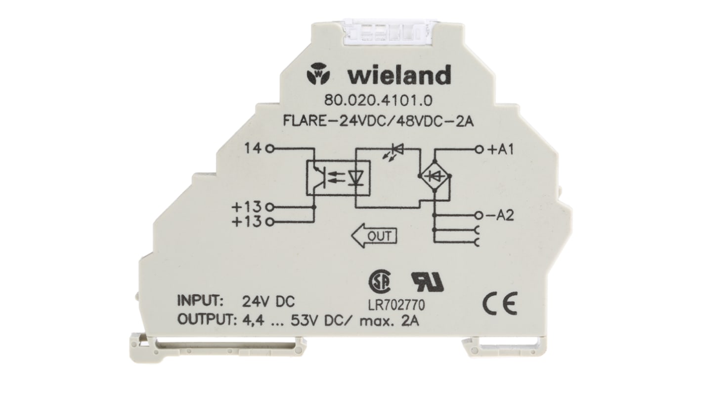 Wieland flare Series Solid State Relay, 2 A Load, DIN Rail Mount, 53 V Load, 53 V Control