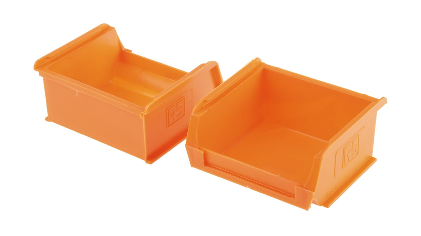 RS PRO PP Storage Bin, 90mm x 100mm x 50mm, Orange