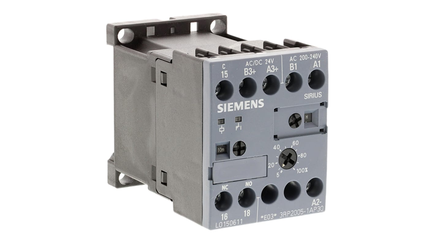 Timer Relay Siemens, intervallo 0.05 → 100 h, 0.05 → 100 min, 0.05 → 100s, 1 poli, SPDT, Guida DIN