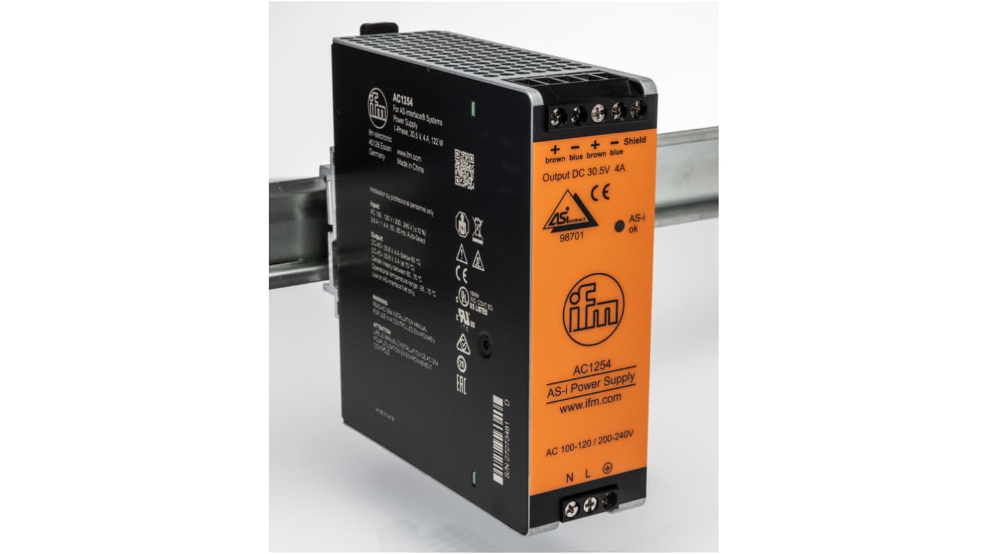 Fuente de alimentación de carril DIN ifm electronic 30.55V dc 4A
