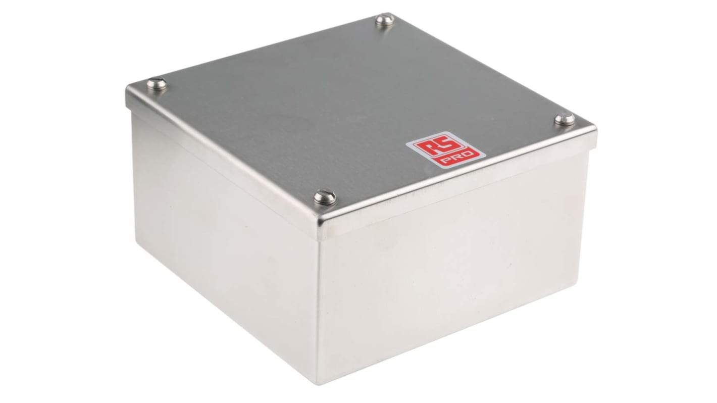 RS PRO 316 Stainless Steel Satin Square Adaptable Enclosure Box, 160mm x 160mm x 85mm