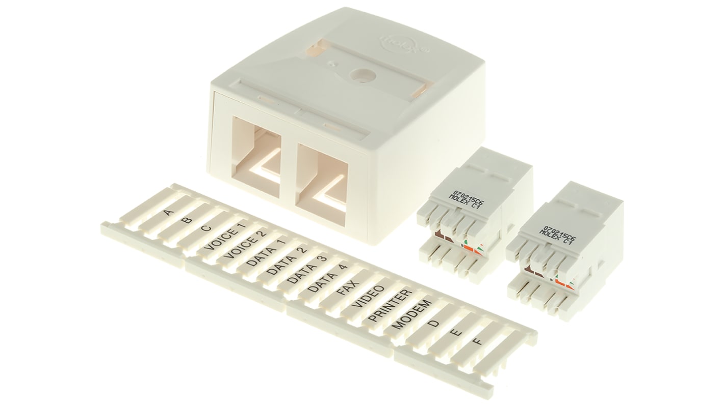 Molex Aufputzdose UTP, 2 x Cat.6 2-fach Auslass RJ45