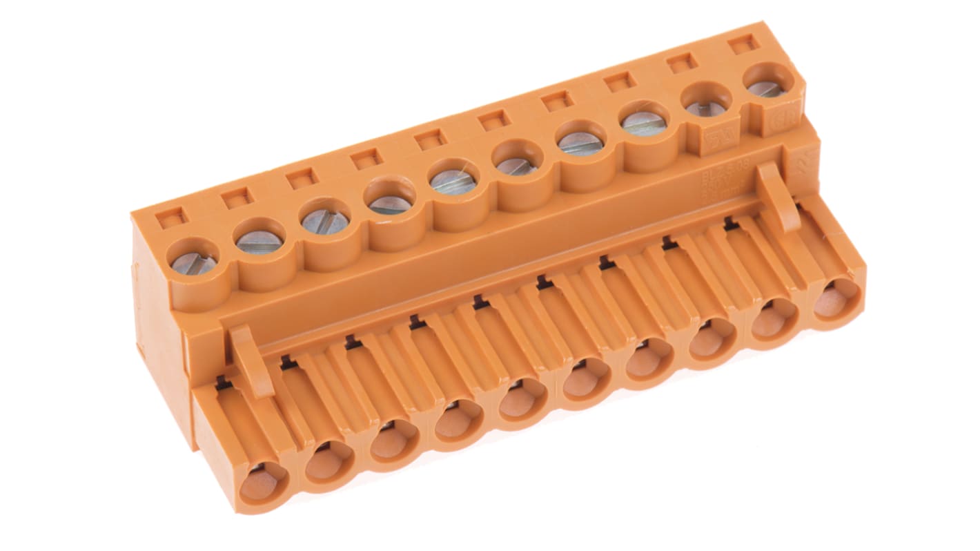 Weidmuller BL 5.08 Series Pluggable Terminal Block, 10-Contact, 5.08mm Pitch, Cable Mount, 1-Row, Screw Termination