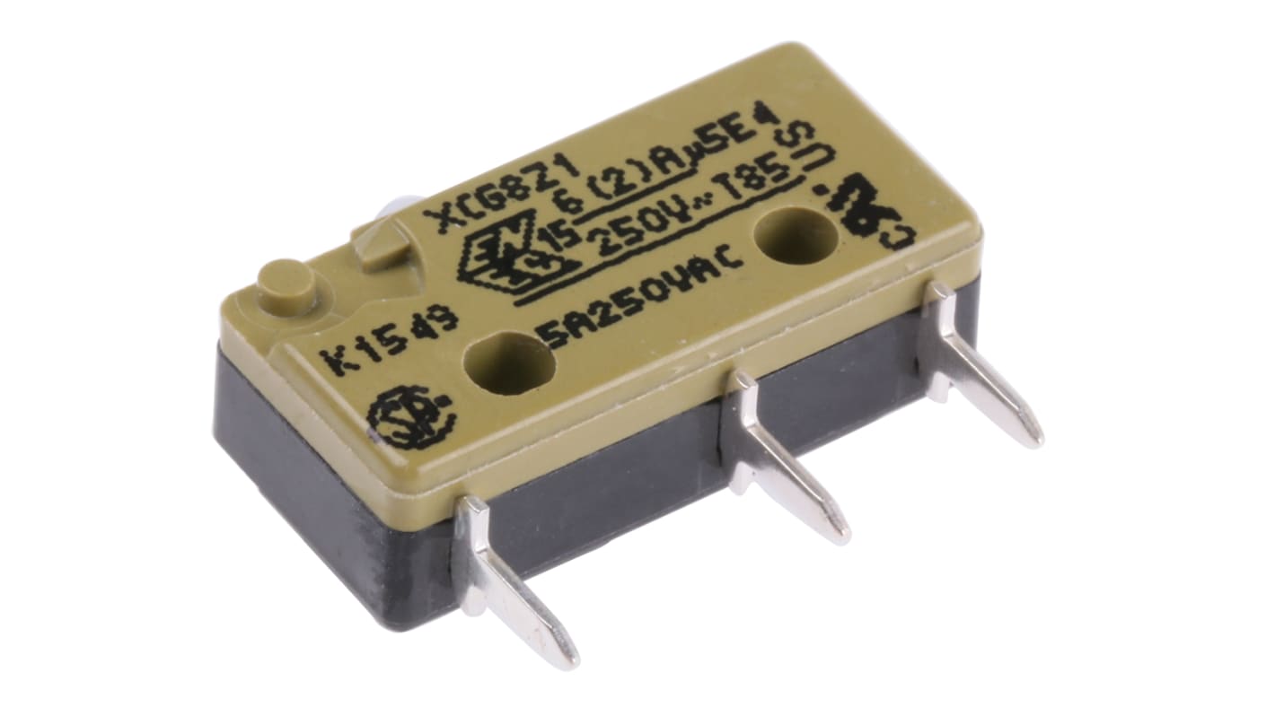 Microrupteur à bouton poussoir Saia-Burgess, PCB, SPDT, 6 A