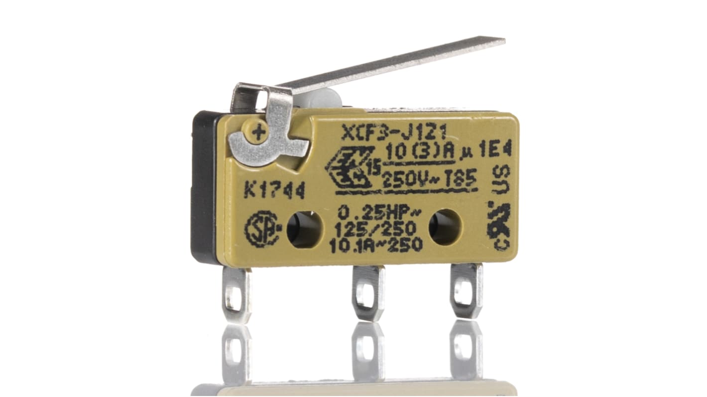 XCF3-J1-Z1 | Saia-Burgess Hinge Lever Micro Switch, Solder Terminal, 10.1 A  @ 250 V ac, CO, IP40 | RS