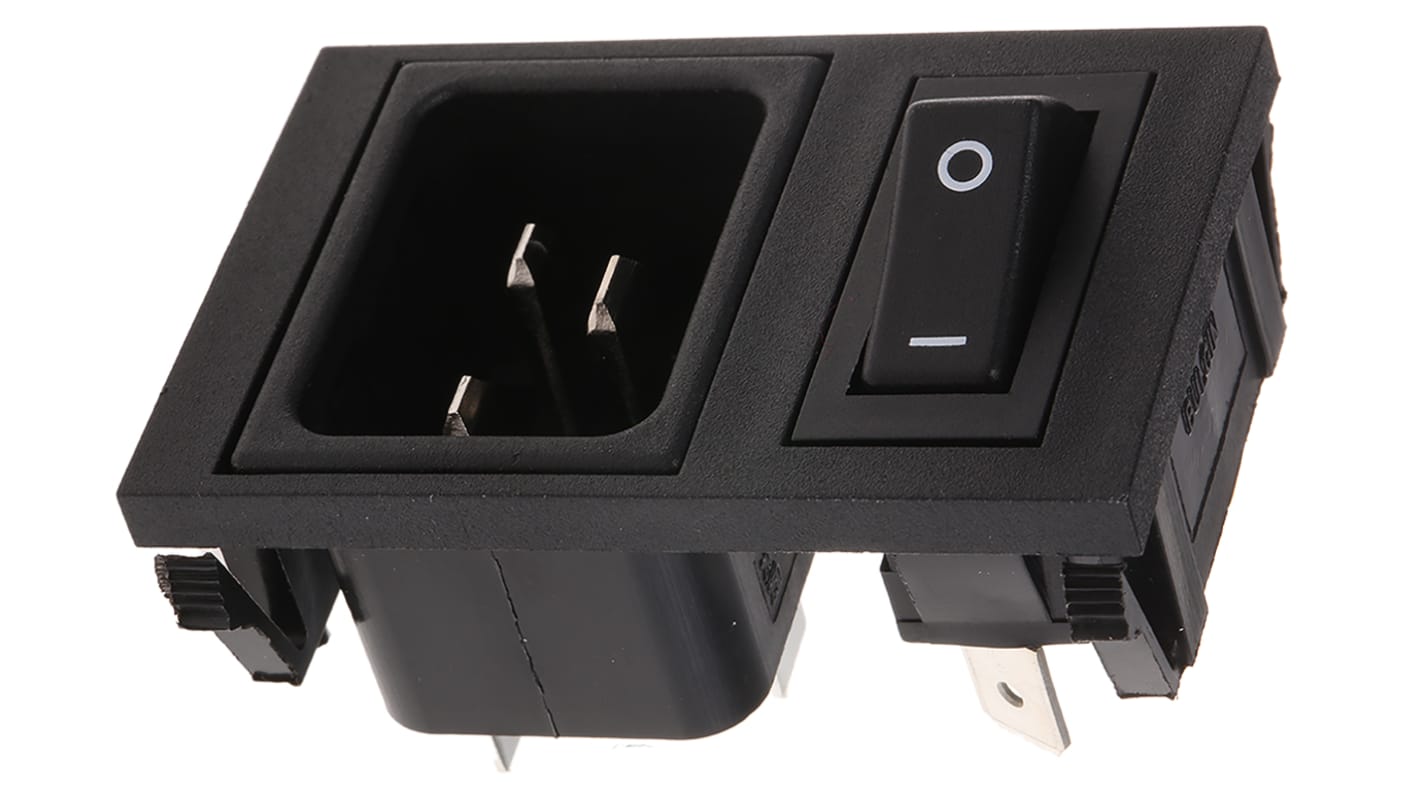 Bulgin C20 Snap-In IEC Connector Male, 16A, 250 V