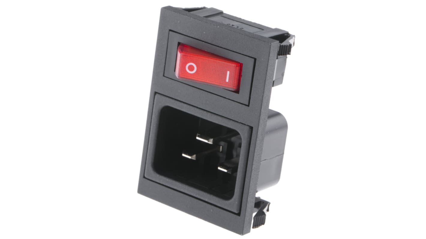 Bulgin C20 Snap-In IEC Connector Male, 16A, 250 V