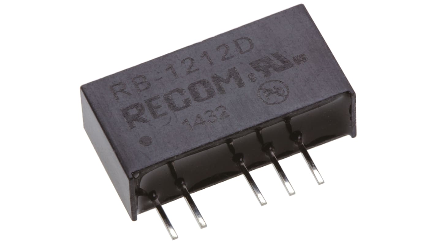 Przetwornica DC-DC, 1W, Uwe 10,8 → 13,2 V DC, Uwy ±12V dc, Iwy ±42mA, Recom