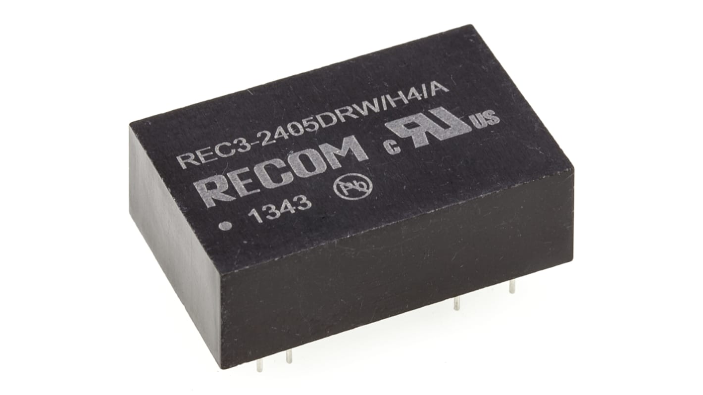 Recom REC3 DC-DC Converter, ±5V dc/ ±300mA Output, 18 → 36 V dc Input, 3W, Through Hole, +85°C Max Temp -40°C