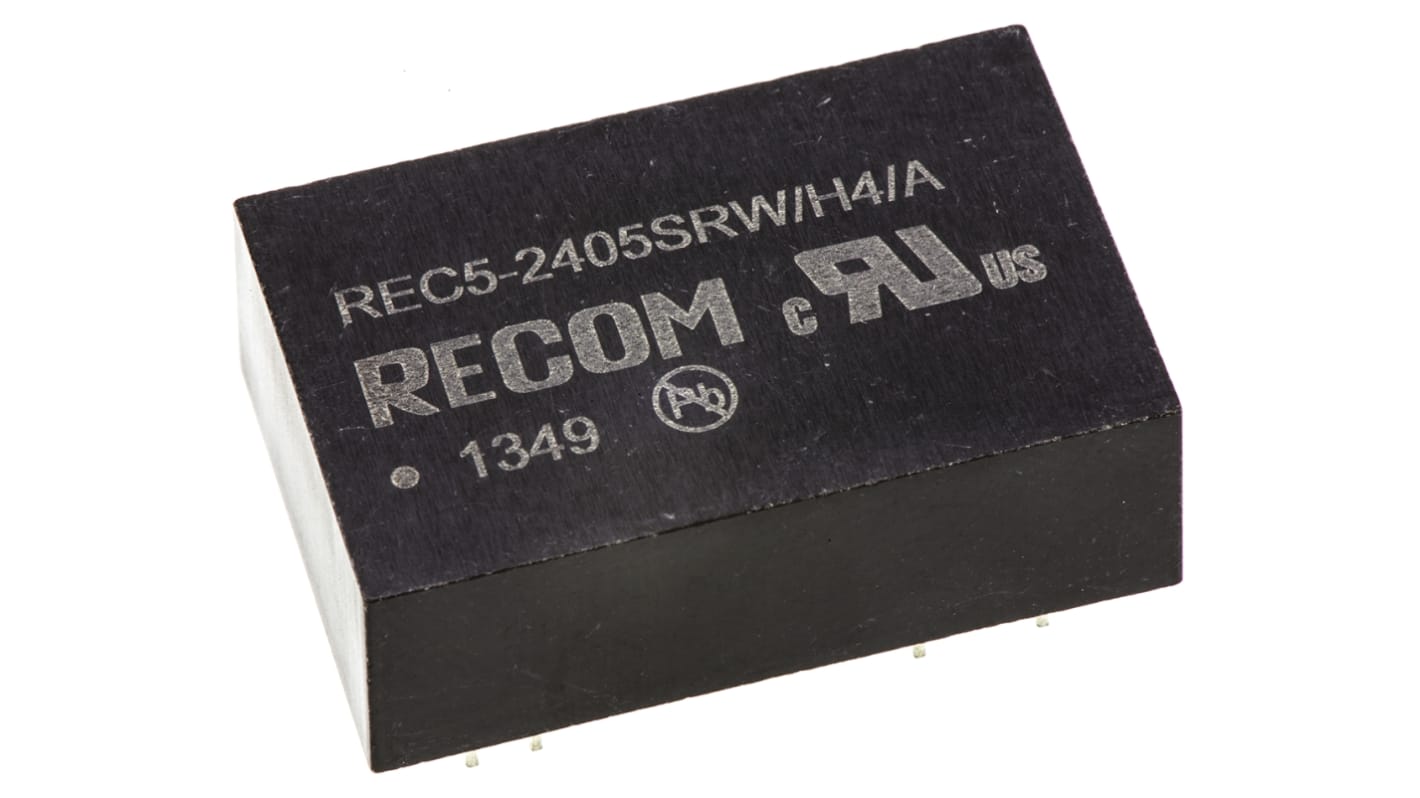 Recom DC-DCコンバータ Vout：5V dc 18 → 36 V dc, 5W, REC5-2405SRW/H4/A