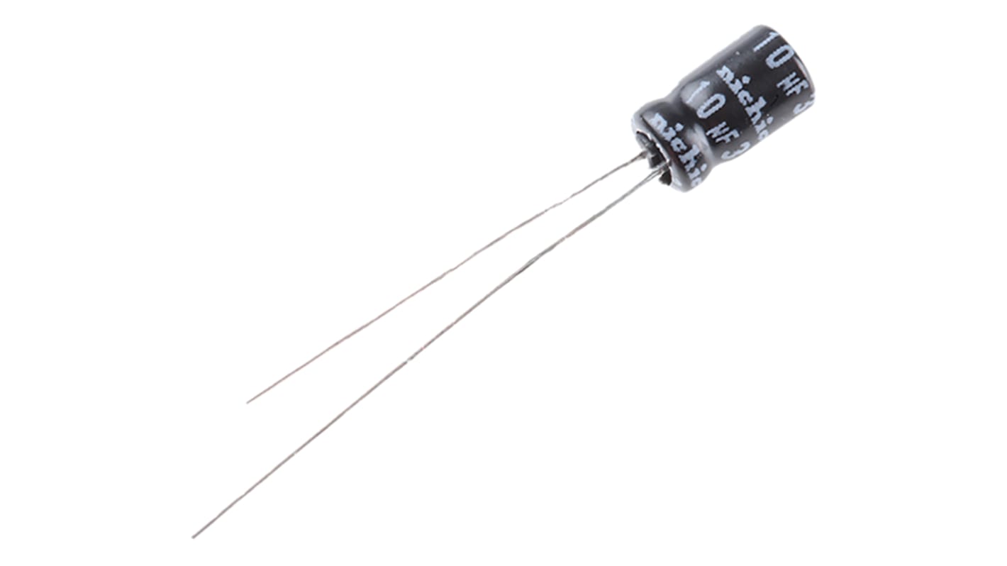 Nichicon 直插铝电解电容, 10μF, 35V 直流, 4 (Dia.) x 7mm, 最高+85°C, SR系列