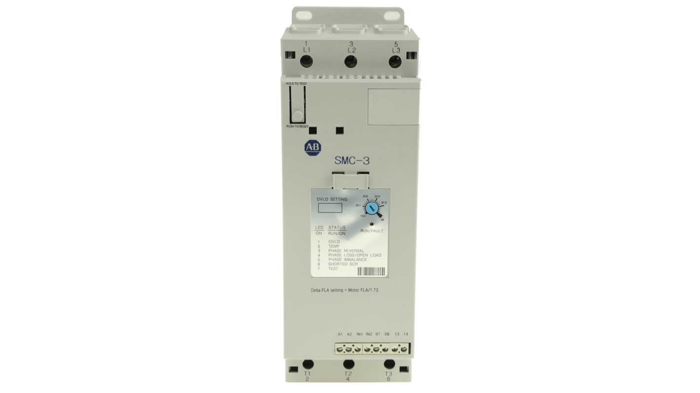 Démarreur progressif progressif, triphasé Allen Bradley SMC-3, 22 kW 460 V c.a. 43 A