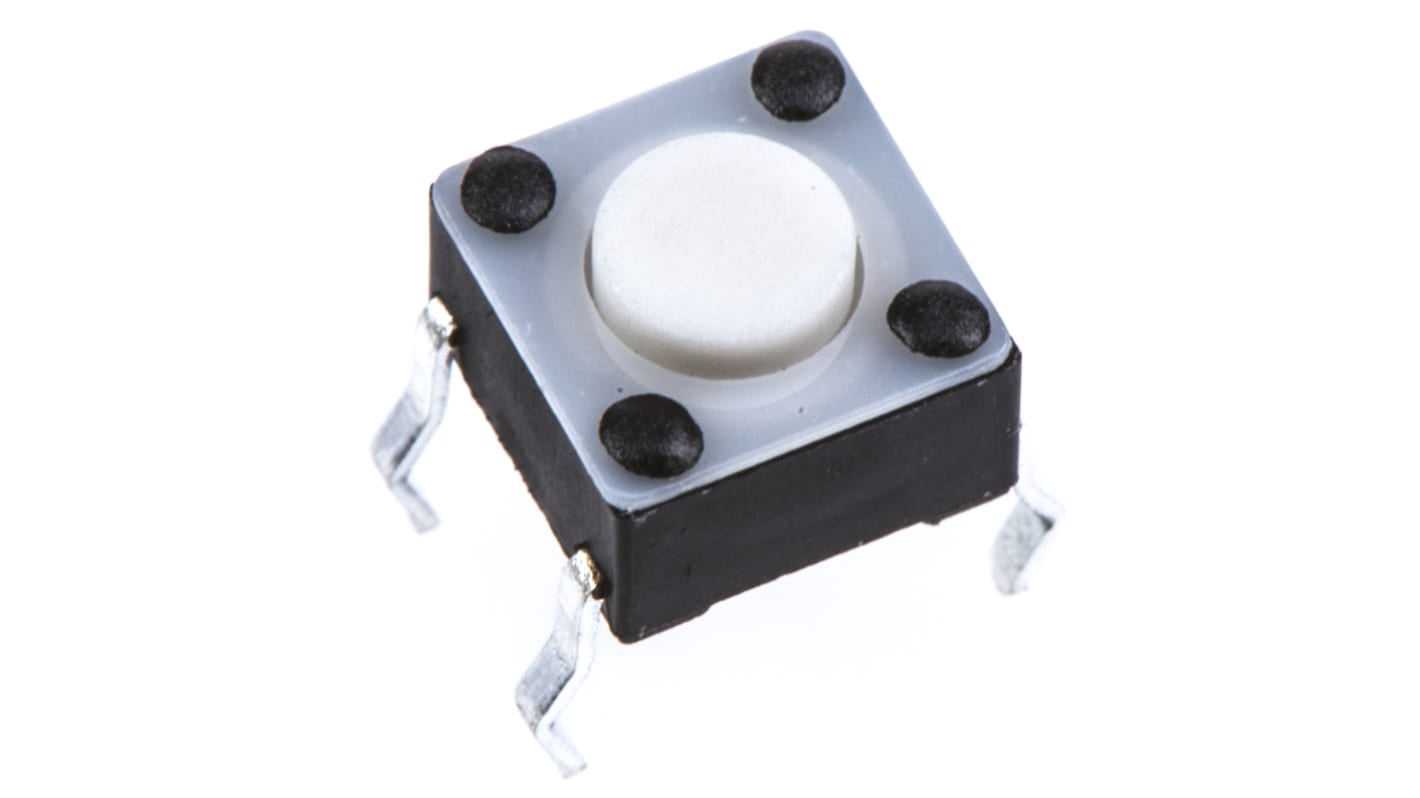 TE Connectivity Black Button Tactile Switch, SPST 50 mA @ 24 V dc 0.7mm
