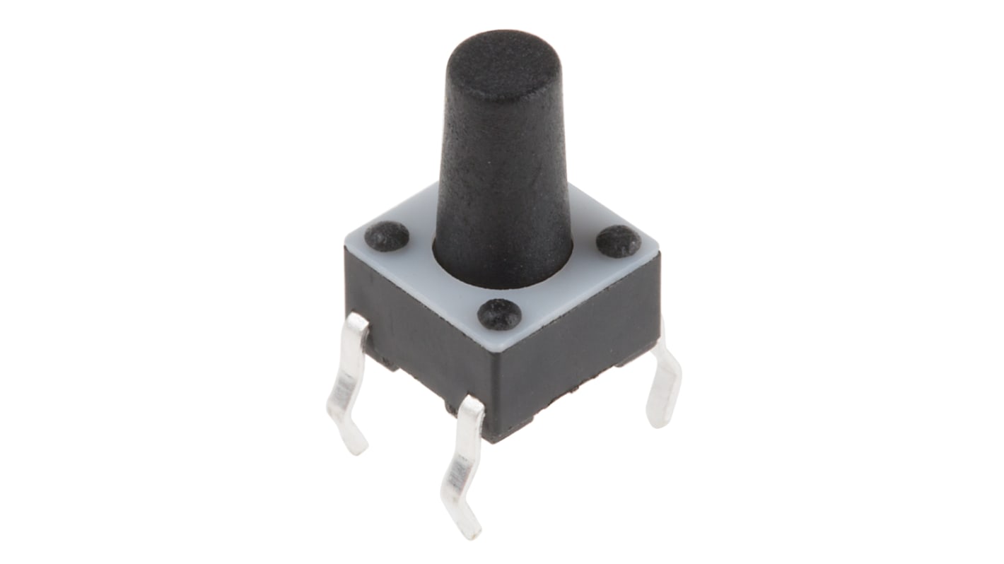 Black Button Tactile Switch, SPST 50 mA @ 24 V dc 5.9mm Surface Mount