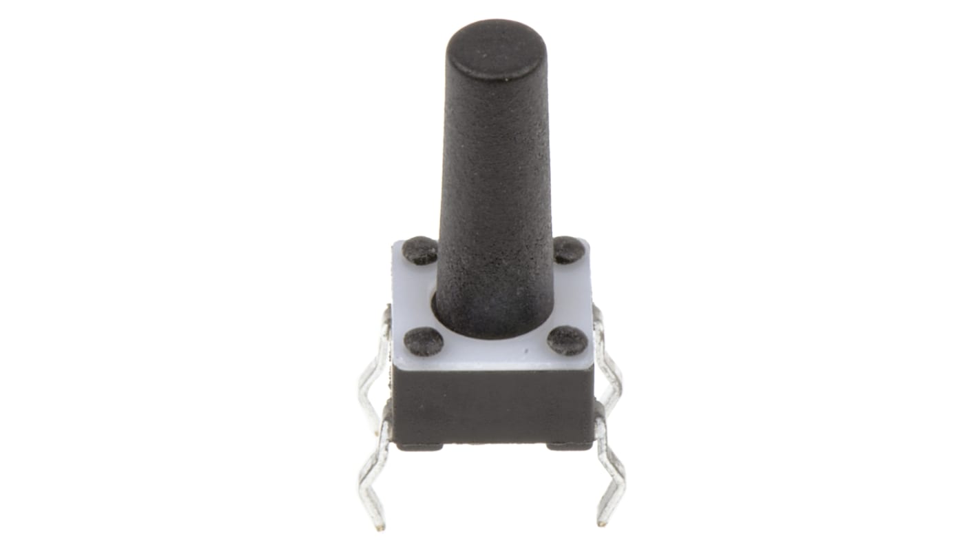 TE Connectivity Black Button Tactile Switch, SPST 50 mA @ 24 V dc 9.4mm Through Hole