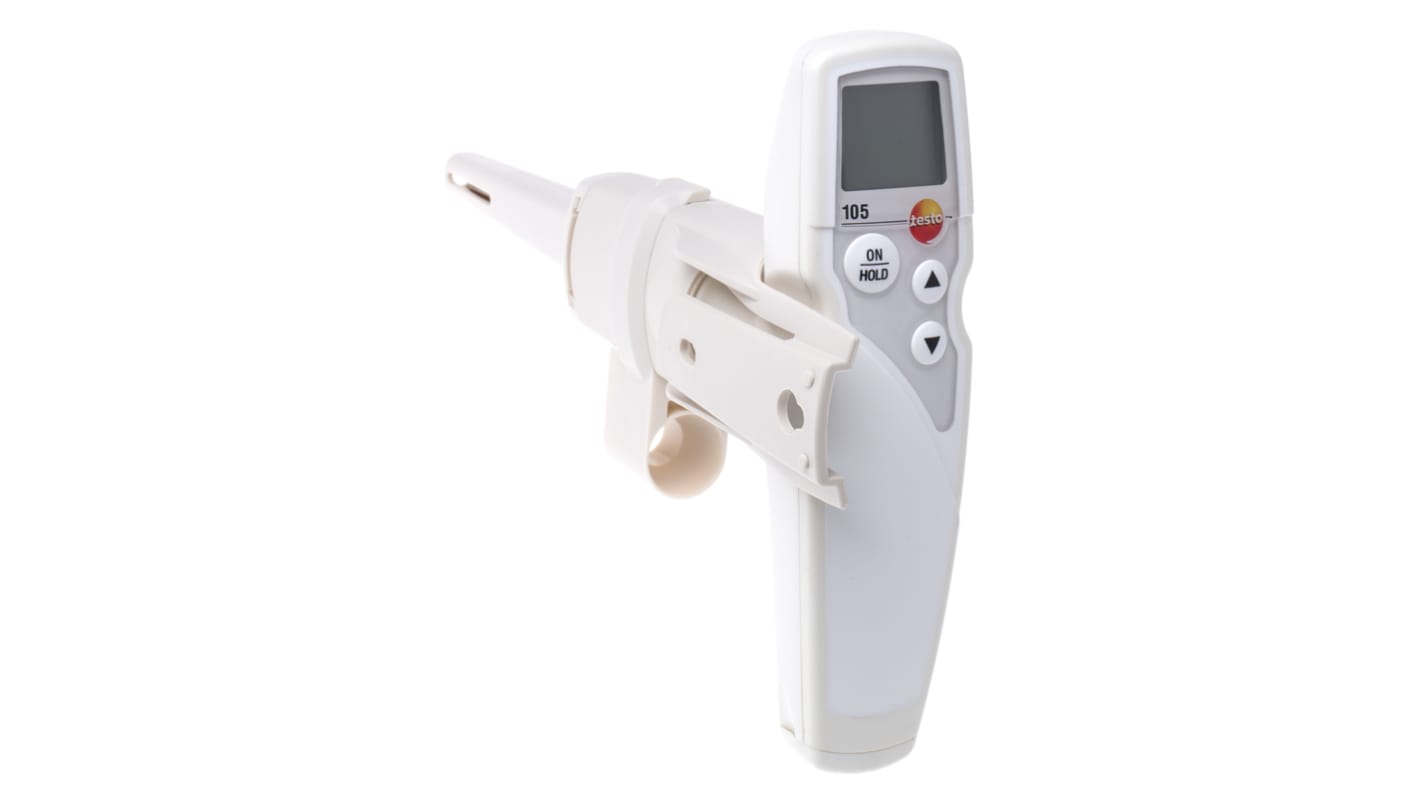 Testo 105 Handheld Digital Thermometer for Food Industry Use, NTC Probe, +275°C Max, ±1 % Accuracy